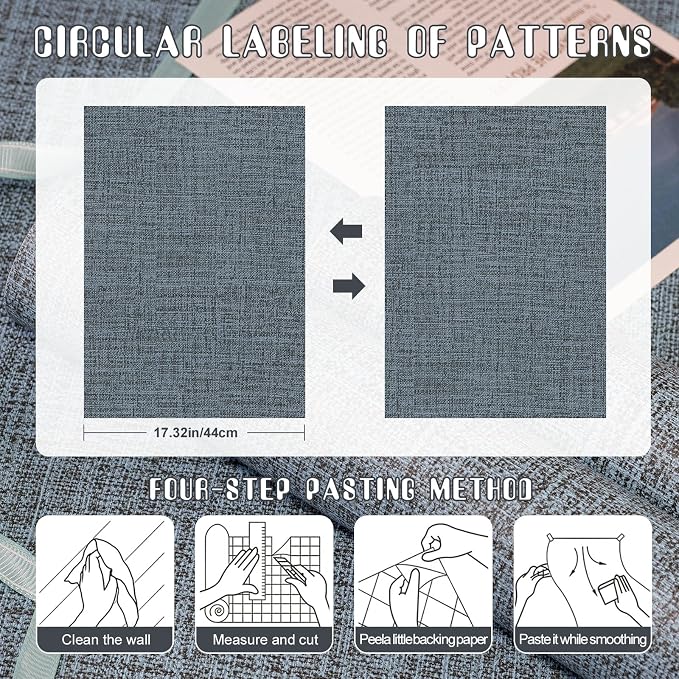 Amiya Grasscloth Wallpaper Blue Peel and Stick Faux Fabric Linen Contact Paper - Image 8