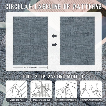 Amiya Grasscloth Wallpaper Blue Peel and Stick Faux Fabric Linen Contact Paper - Image 7