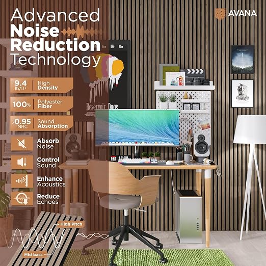 Avana Modern Acoustic Wood Wall Panels –93.2x11.25 Inch Panels – Fits 94x12 - Image 5