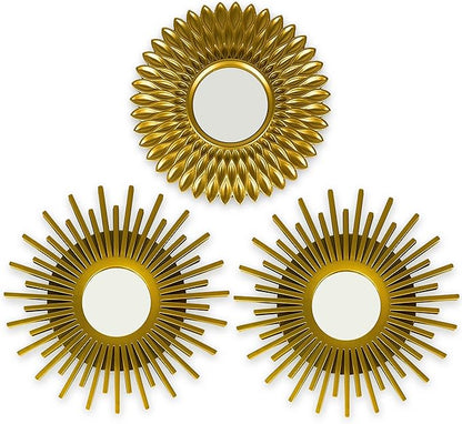 BONNYCO Gold Mirrors for Wall Pack of 3, Round Wall Mirrors Bedroom Room and by BONNYCO