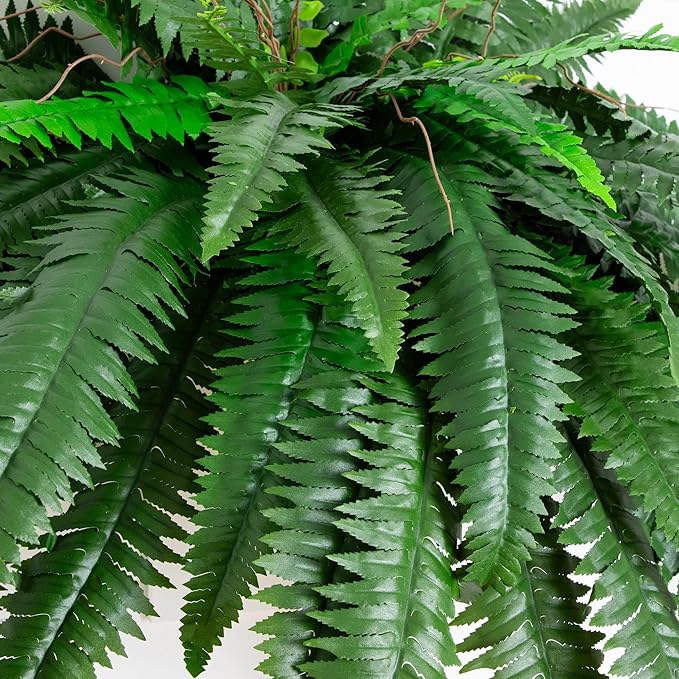 Nearly Natural 48-in Artificial Boston Fern, Large Hanging Fake Plant Wall Decor - Image 2