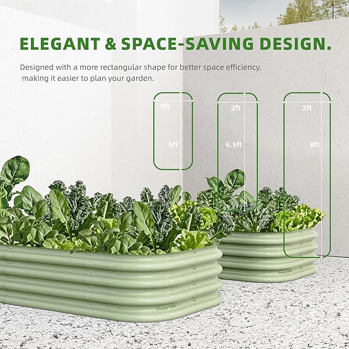 DaisyVibe Raised Garden Bed Kit, Planter Raised Garden Boxes Outdoor, Oval Large Metal Raised Garden Beds for Vegetables Flowers (Green, 6.5ftx2ftx1ft)