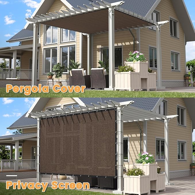 VICLLAX Shade Fabric Sun Shade Cloth with Every 2 FT Grommets for Patio Garden Pergola Cover Canopy 13x17 FT, Mocha
