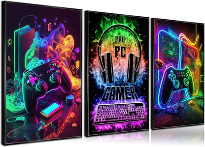 PPV 3Pcs Cool Gaming Wall Art Retro Video Gamer watercolor Posters Pictures - Image 7