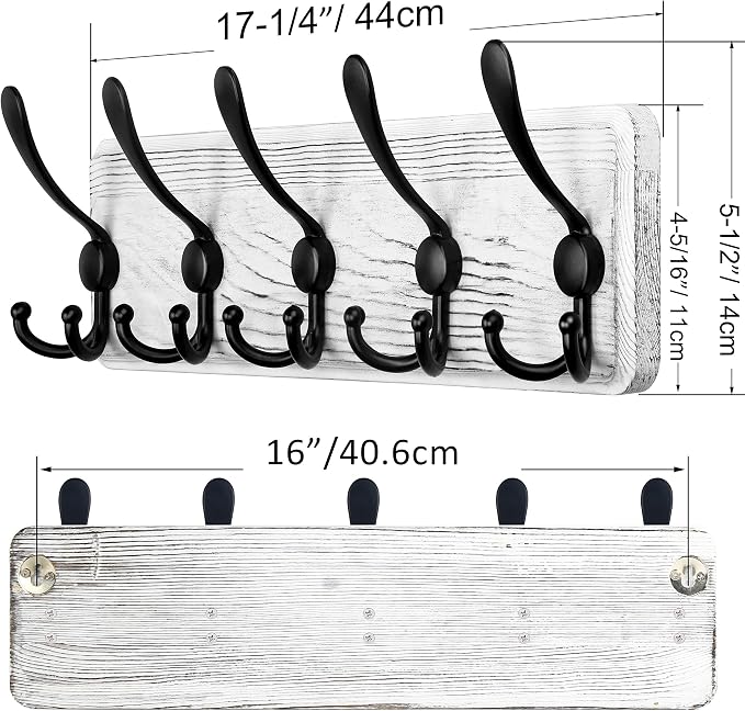 SKOLOO Rustic Wall Mounted Coat Rack, Wood Coat Rack Wall Mount - Image 3