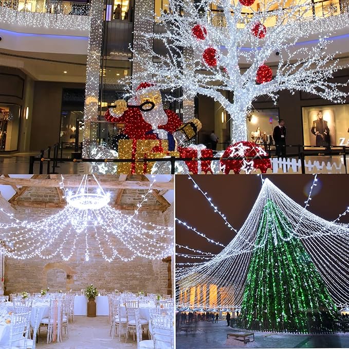 338Ft Christmas Lights Outdoor, 1000 LED Christmas String Lights with 8 Modes, Timer, Waterproof Fairy Twinkle Lights for Christmas Party, Garden, Wedding, Holiday, Xmas Tree Decorations (Cool White)