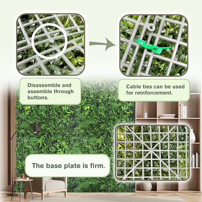 Artificial Green Boxwood Grass Wall Roll: 60"x128" UV Protected Ivy Privacy - Image 4