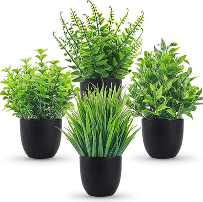 Der Rose Fake Plants 4 Packs Artificial Plants Small Faux Plants Black Bathroom by DerRose