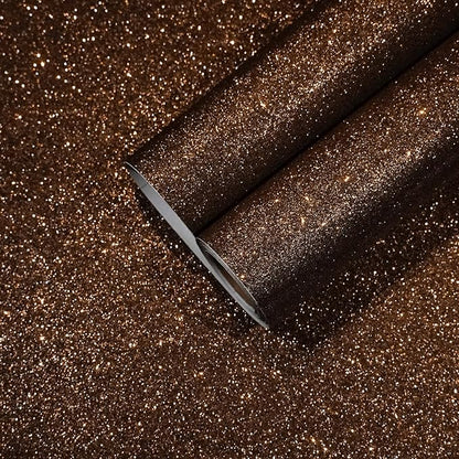 CHIHUT Dark Brown Glitter Peel and Stick Wallpaper Brown Glitter Contact Paper by CHIHUT