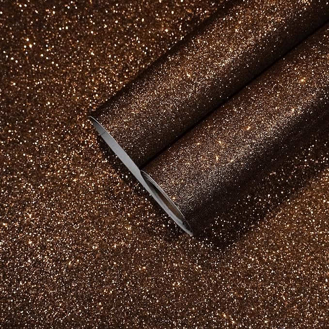 CHIHUT Dark Brown Glitter Peel and Stick Wallpaper Brown Glitter Contact Paper by CHIHUT