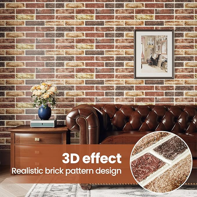 3D Wall Panels Brick Peel and Stick 26.7"x13.4"-10 PCS - Image 4