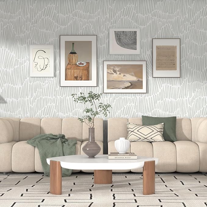 Theper Green Wallpaper 17.3"×197" Modern Striped Peel and Stick Wallpaper Boho - Image 4
