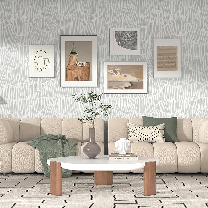 Theper Green Wallpaper 17.3"×393" Modern Striped Wallpapers Peel and Stick - Image 4