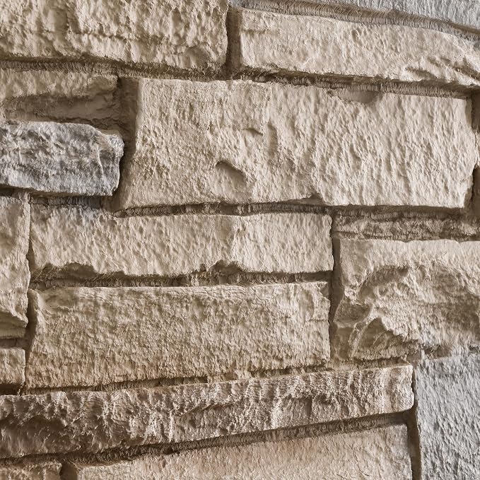 1.77 Inch Deep 3D Faux Stone Sample Panel Artisan Hand Painted Stacked Stone by Wallwell