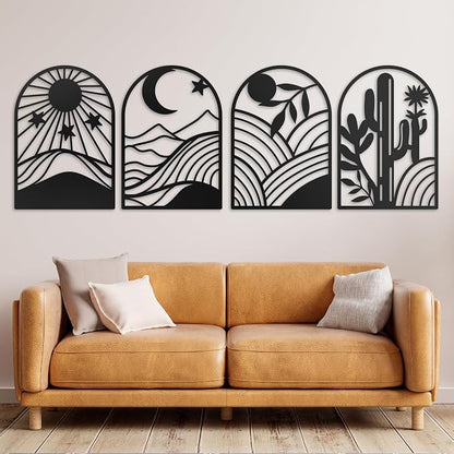 GALLERY GRACE Metal Wall Art Decor – 11" x 16", Office – Boho Minimalist Black by GALLERYGRACE