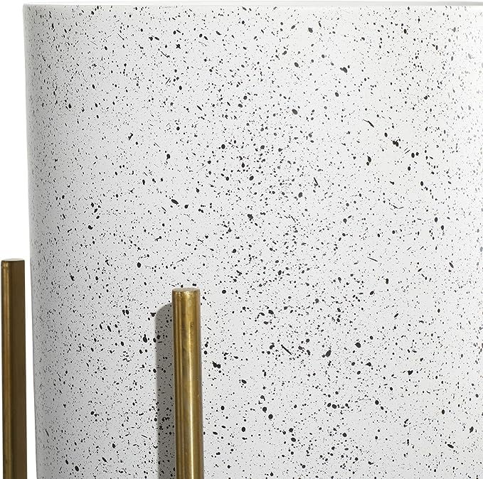 Deco 79 Metal Indoor Outdoor Planter Deep Recessed Dome Speckled Large Planter Pot with Removable Stand, Set of 2 Planters 39", 46"H, White