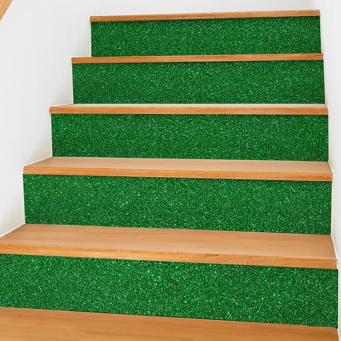 CHIHUT 15.7''x236'' Sparkly Green Glitter Wallpaper Stick and Peel Glitter - Image 3