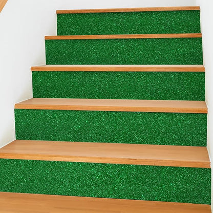 CHIHUT 15.7''x236'' Sparkly Green Glitter Wallpaper Stick and Peel Glitter - Image 3