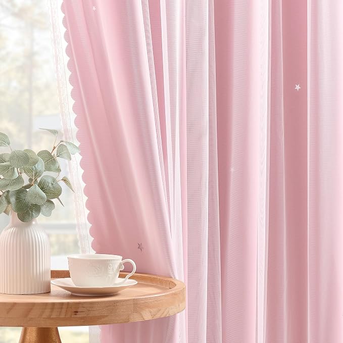 XiDi Pink Curtains for Bedroom, Girls Room Blackout Curtains, Kids Room - Image 7