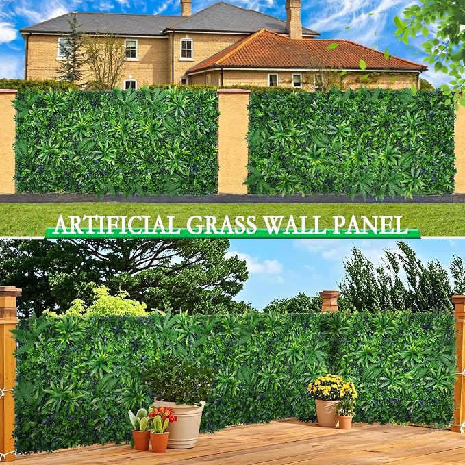 Yangrass 16pcs 20''x20'' Grass Wall Panels, Artificial Hedge Panels Greenery - Image 6