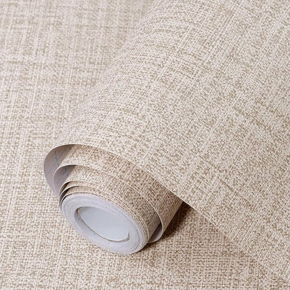 Khaki Grasscloth Peel and Stick Wallpaper 17.3"x120" Faux Linen Textured by Uooar