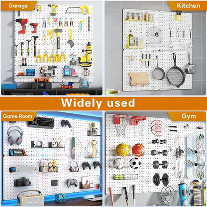 Peg Board, Total 32” x 32”, 4 Pack White Peg Board Panels, 50lbs Load Capacity - Image 7