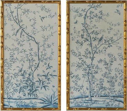 HongFengtang Chinese Rice Paper Print China Flower And Bird Bamboo Frame 19.5 X - Image 2