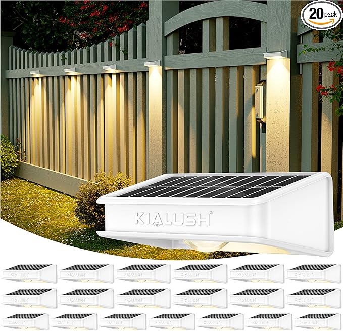 20 Pack Solar Fence Lights 3 Modes, 9 Colors Outdoor Fence Light, Waterproof IP 65 Solar Wall Light, 35lm Outdoor Lights for Step, Stair, Deck, Wall, Patio, Walkway, Porch