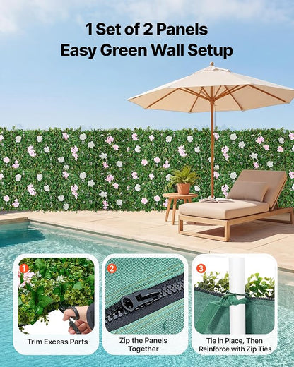 VEVOR Artificial Luxury‌ Flower Wall Backdrop, Each Panel 2 x 8 ft, Gorgeous 3D - Image 4