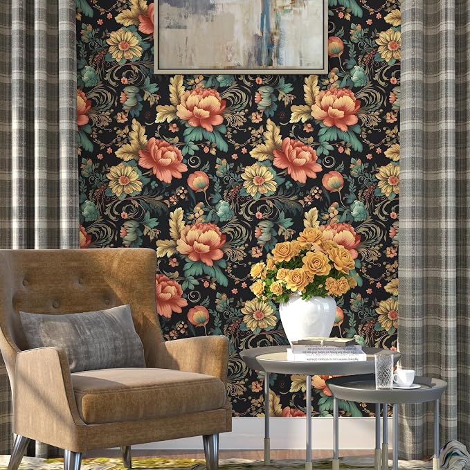 BOKEBEVE Vintage Floral Peel and Stick Wallpaper Vibrant Flower Contact Paper - Image 6