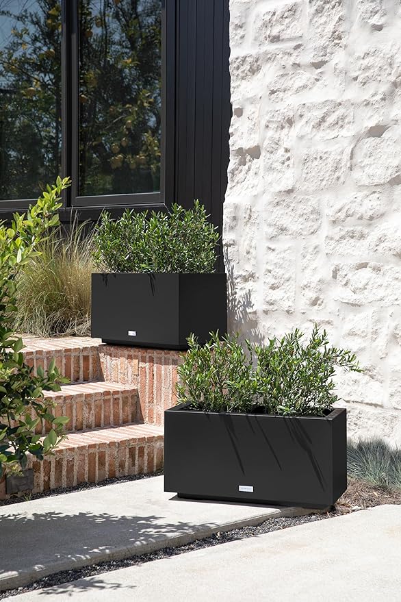 Veradek Block Series Long Box Planter - Large Rectangular Planter for Indoor or Outdoor Patio/Porch | Durable All-Weather Use with Drainage Holes | Modern Décor for Tall Plants, Flowers or Shrubs