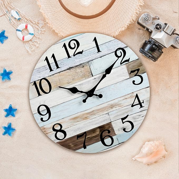 KECYET Wall Clock Battery Operated 16 Inch Silent Non-Ticking Coastal Country - Image 4