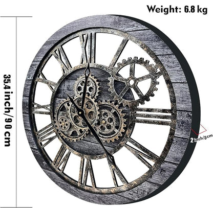 The B-Style Large Wall Clock 24 inch Moving Gear Wall Clock Oversized Vintage - Image 7