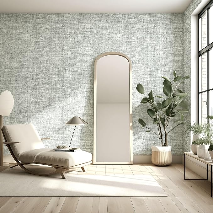 Amiya Grasscloth Grey Wallpaper Peel and Stick Faux Fabric Linen Contact Paper - Image 4