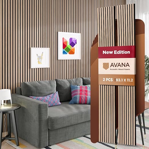 Avana Acoustic Wood Wall Panels – 93.2x11.25 Inch Panels – Fits 94x12 Layout – by AvanaHome