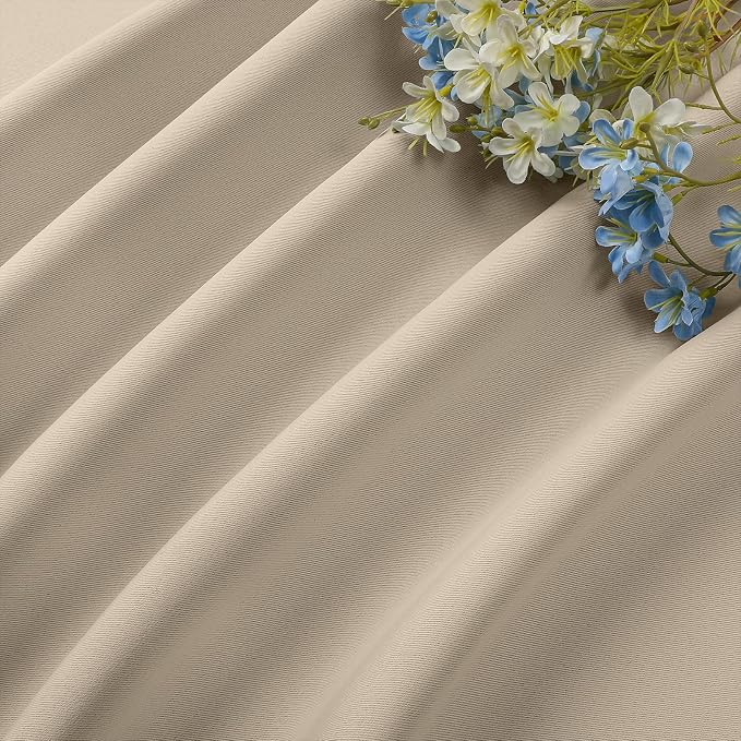 CUCRAF Light Beige Blackout Curtains 108 inch Length 2 Panels Set, Rod Pocket - Image 7