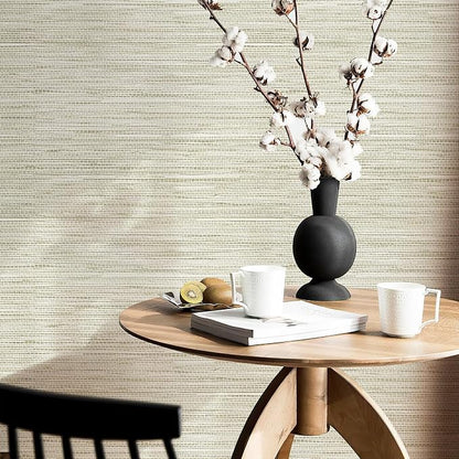 Simon&Siff Cream Textured Grasscloth Peel and Stick Wallpaper 17.7"x197" - Image 2