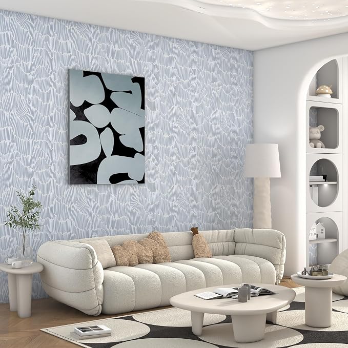 Theper Blue Modern Striped Wallpaper Peel and Stick Wallpaper Boho 17.3"×787" - Image 4