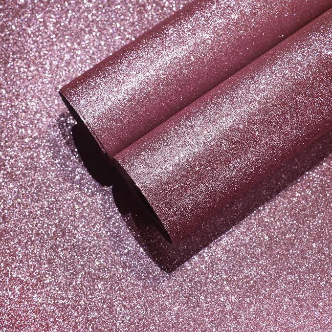 CHIHUT 15.7''x236'' Pink Glitter Peel and Stick Wallpaper Self Adhesive Sparkle by CHIHUT
