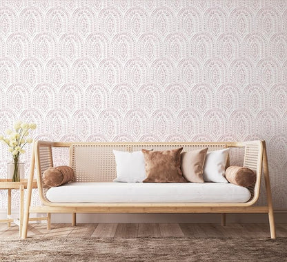 EeeComing Pink Peel and Stick Wallpaper Boho Wall Paper Peel and Stick Modern - Image 6