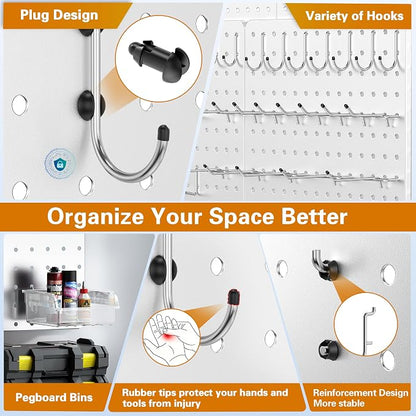 Peg Board, 6 Pack 16'' x 12'' White Pegboard Panels - Image 6