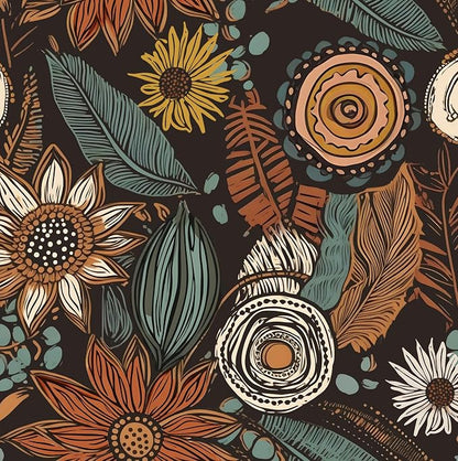 Boho Floral Wallpaper Peel and Stick, Vintage Botanical Contact Paper 17.5" x by Laatse