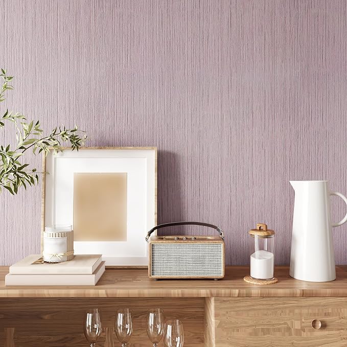 CRE8TIVE Pale Pink Grasscloth Peel and Stick Wallpaper - Image 2