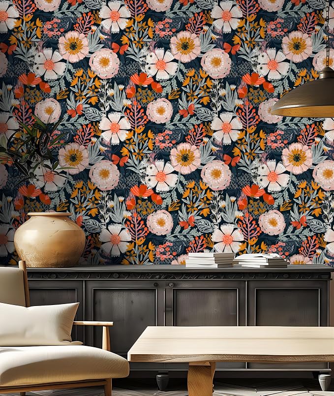 HAOKHOME Boho Peel and Stick Wallpaper Floral Wall Paper Removable - Image 5