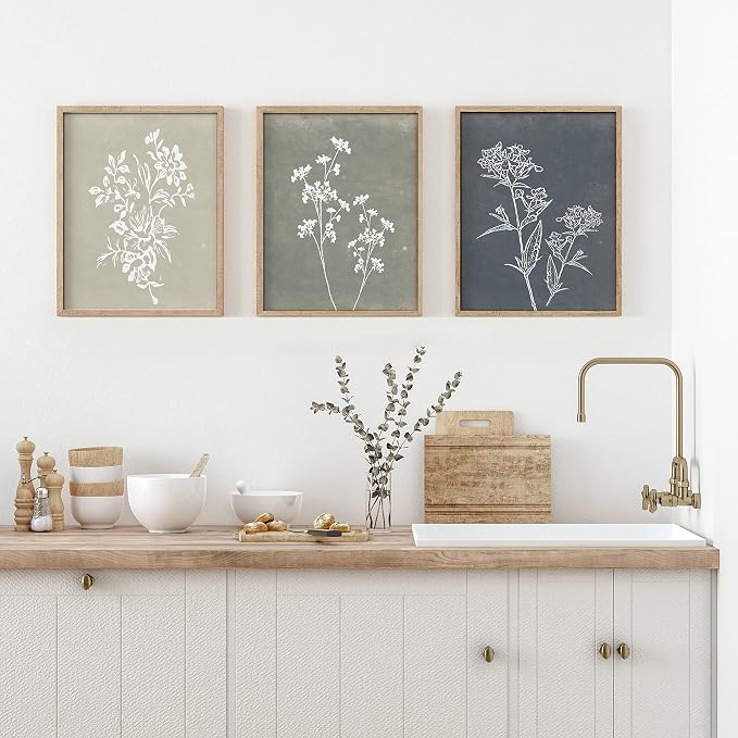 Framed Boho Wall Art Set of 4 for Wooded Minimalist Botanical Print Wall Art - Image 9