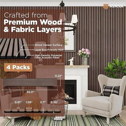 Avana Modern Acoustic Wood Wall Panels – 93.2x11.25 Inch Panels – Fits 94x12 - Image 4