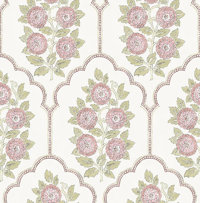 NuWallpaper x Society Social Floral Bazaar Rose Water Peel and Stick Wallpaper by NuWallpaper