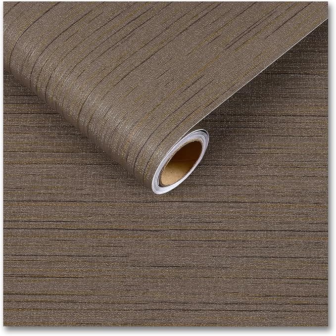 CRE8TIVE Large Size 24"x354" Grasscloth Textured Dark Brown Peel and Stick by CRE8TIVE