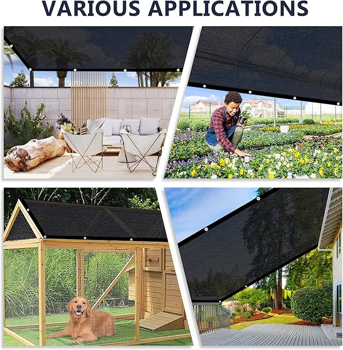 VICLLAX 90% Shade Cloth, 8x23FT Durable Black Mesh Trap with Every 3 FT Grommet, Sun Shade Fabric Netting for for Plants Cover, Greenhouse, Chicken Coop, Barn Kennel, Garden Patio