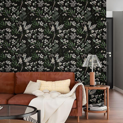 Laatse Dark Floral Wallpaper Peel and Stick Green Leaf Wallpaper Vintage - Image 5